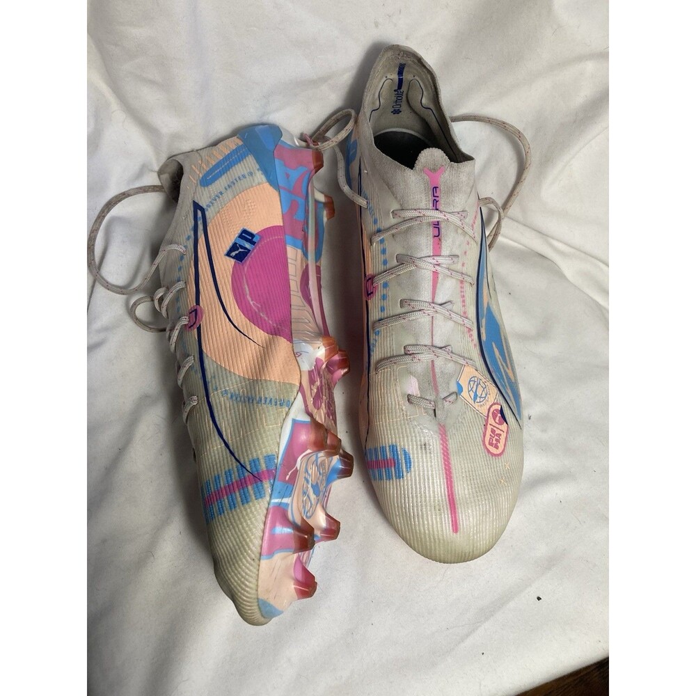 Puma Ultra 5 Ultimate FG Elite Soccer Cleats Mens Size 13 White & Pink Football